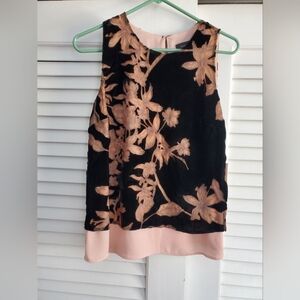 NWT Ivanka Trump black and pink floral Sleeveless Top size 6